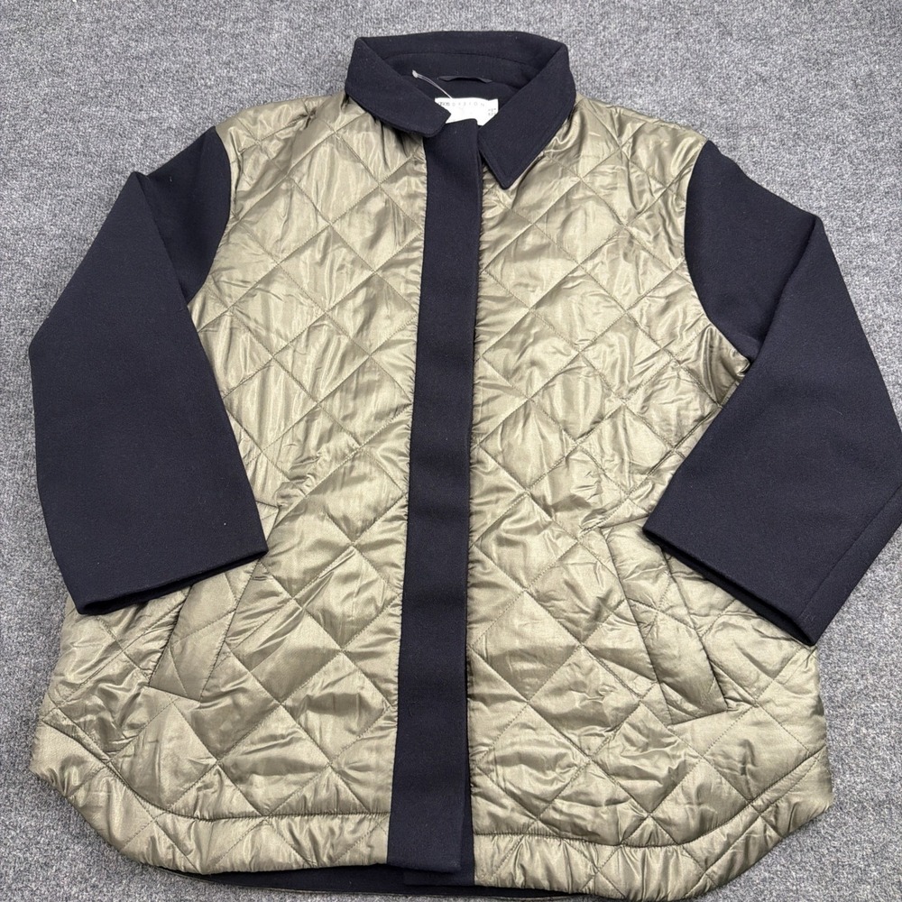 ASOS Oversized Mid Utility Jacket Army Green Navy Mixed Media Quilted Size 8